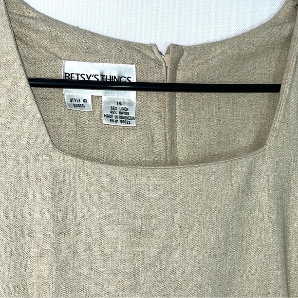 Vintage Betsy's Things Linen Dress Womens 80s 90s Pearl Buttons Lined sz 14 - Picture 4 of 15